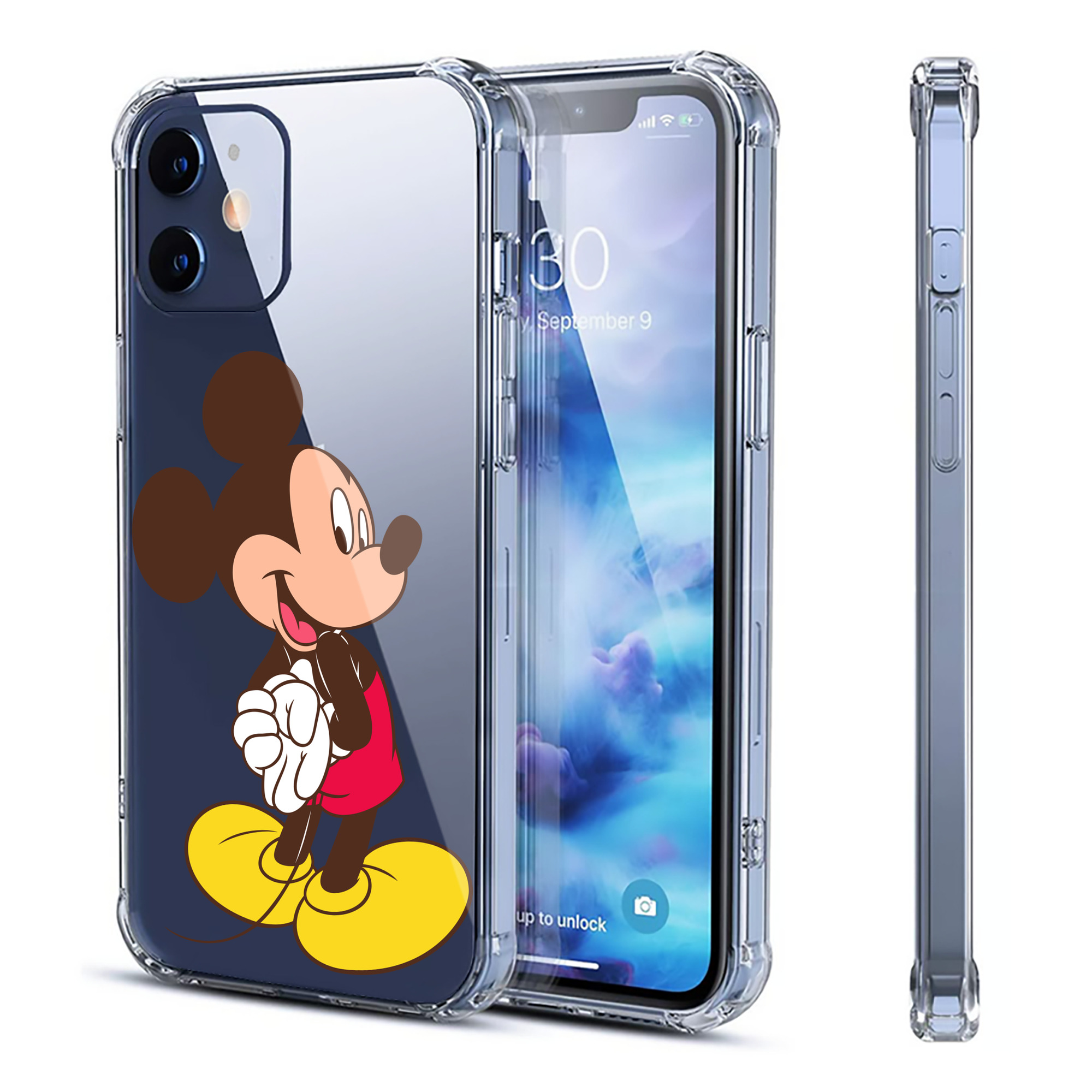 （画像用） ミッキーマウス Mickey Mouse 【iPhone 12シリーズ対応】透明スマホケース（クリアソフトケース）